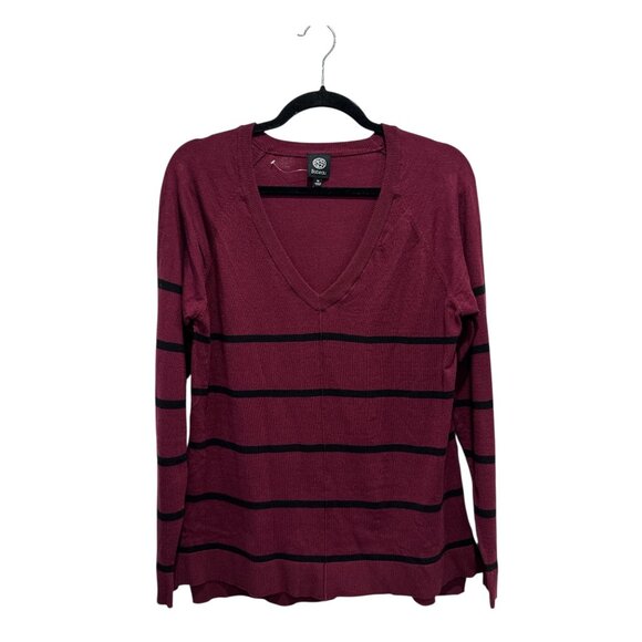 BOBEAU Women's Albus V-Neck Viscose Deep Wine Sweater MEDIUM - Picture 2 of 5